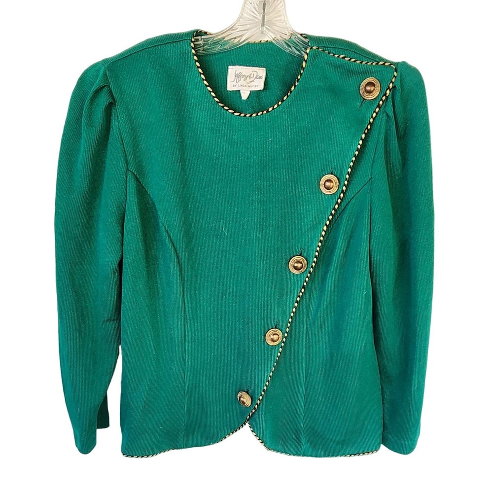 Jeffrey & Dana for Linda Hutley Vintage Green Knit Jacket 14